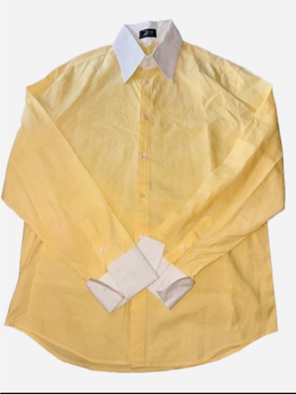 Gianni Versace made in Italy Yellow Dress Shirt with White Contrast Collar/Cuffs